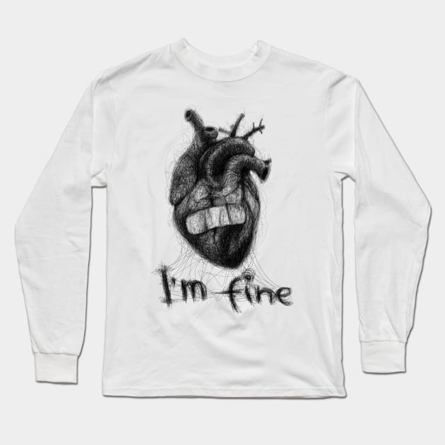 I'm Fine. Scribble Art. Long Sleeve T-Shirt by Gorskiy